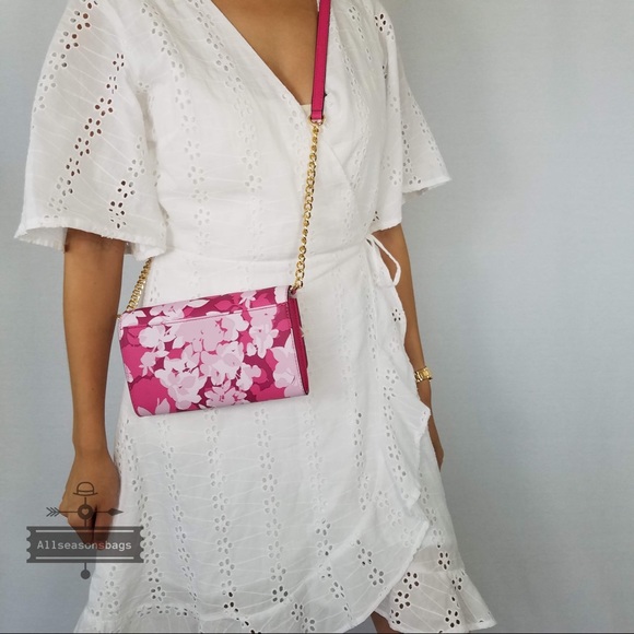 NWT Michael Kors Jet set granita pink crossbody - Picture 4 of 8